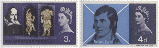почтовые марки в честь четырехсотлетия со дня рождения Шекспира
