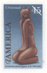 почтовая марка Индейская резная фигура