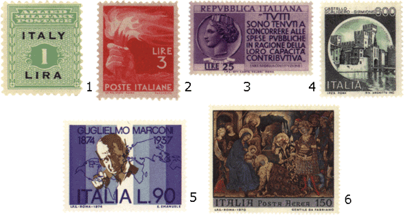 Италия почтовые марки послевоенные