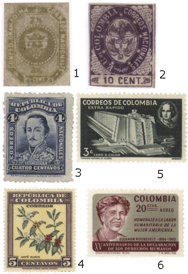 Колумбия первые почтовые марки