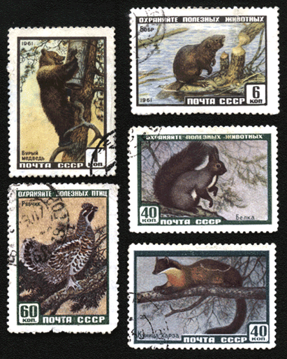 Почтовые марки СССР 1961 год, охраняйте полезных животных