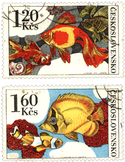 Марки Чехословакия 1975 год, рыбки