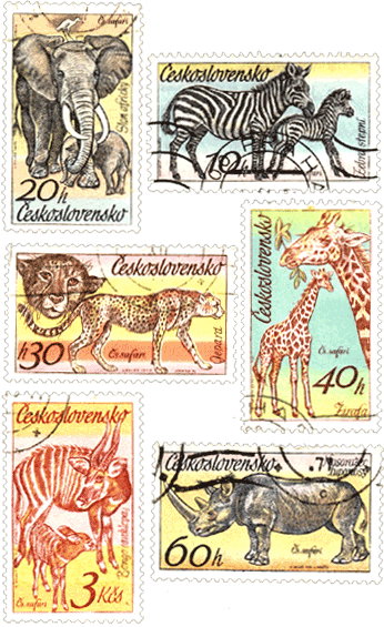 Марки Чехословакия 1976 год, дикие животные