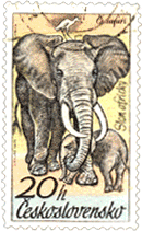 слон на почтовой марке