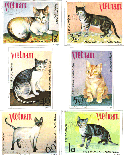 Марки Вьетнам 1979 год кошки