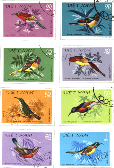 марки вьетнам 1981 год птицы нектарницы