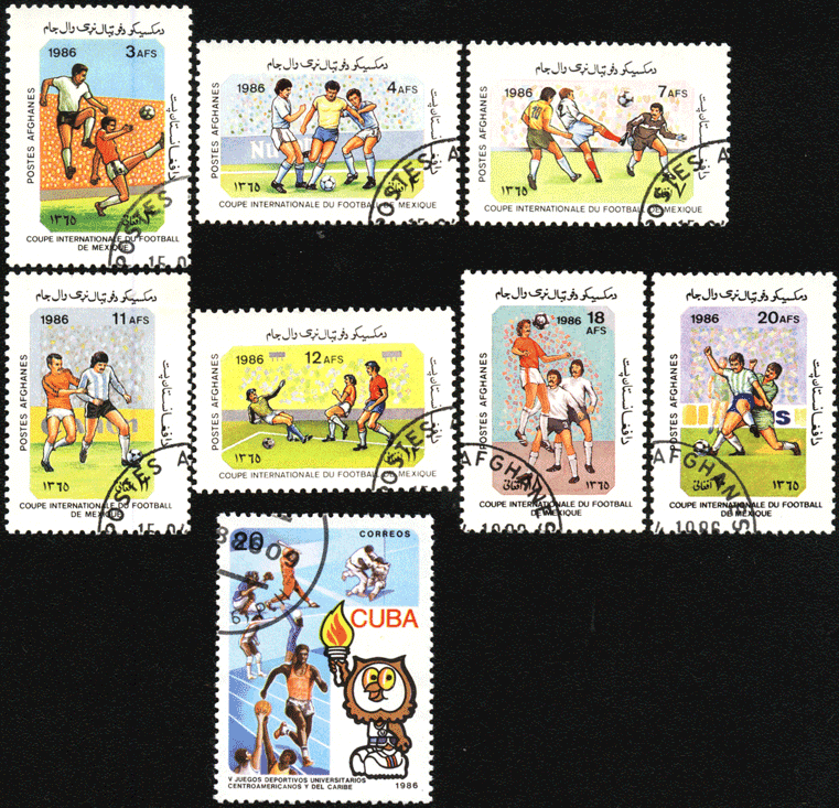 Афганистан почтовые марки футбол 1986 год