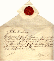 Конверт письма с почты при Петре 1