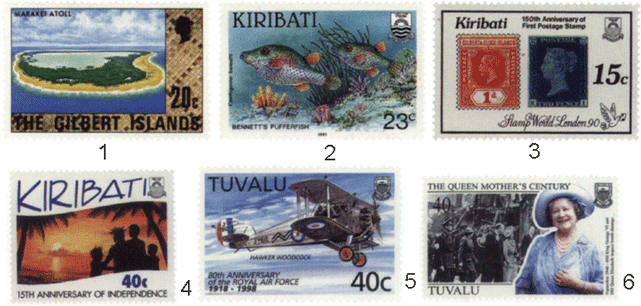 Кирибати и Тувалу почтовые марки