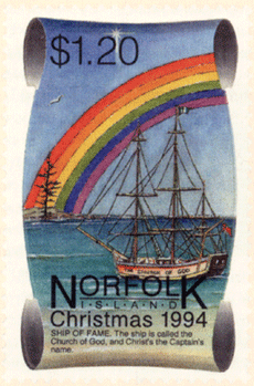 Остров Норфолк выпускал почтовые марки в форме карты