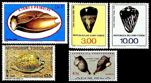 ракушки на почтовых марках