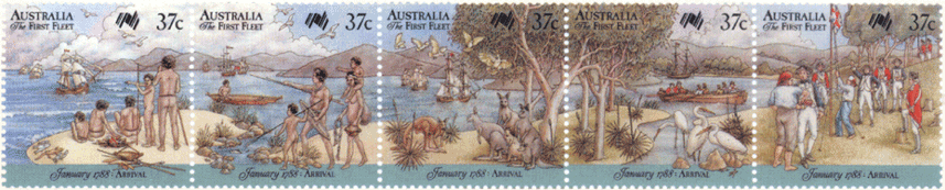 Полоска из пяти марок Австралии