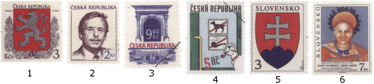 Чешская Республика и Словакия марки почтовые