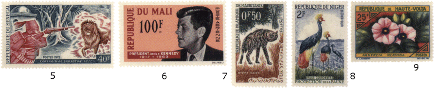 почтовые марки Мали, Нигер, Сенегал