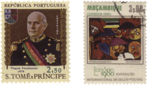Марки с портретом португальского президента Кармоны