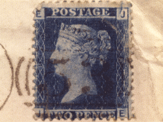 Почтовая марка Синий двухпенсовик
