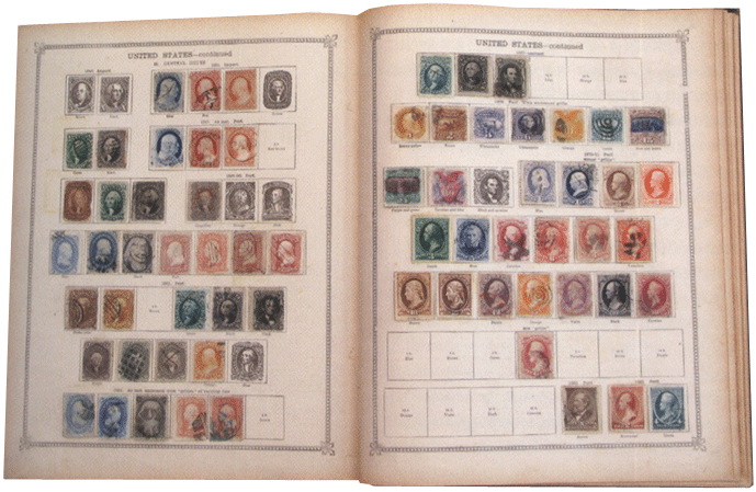 Печатный альбом конца XIX в. с ячейкой Пня каждой марки