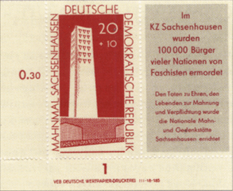 На многих марках ГДР печатались напоминания о нацистских лагерях смерти