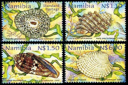 Намибия почтовые марки морские раковины