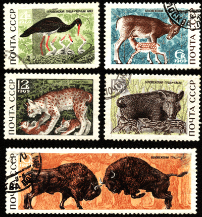 Почтовые марки СССР 1968 год заповедник Беловежская пуща