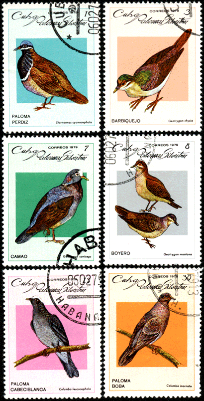 Марки Куба 1979 год голуби