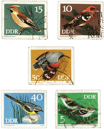 Марки ГДР птицы