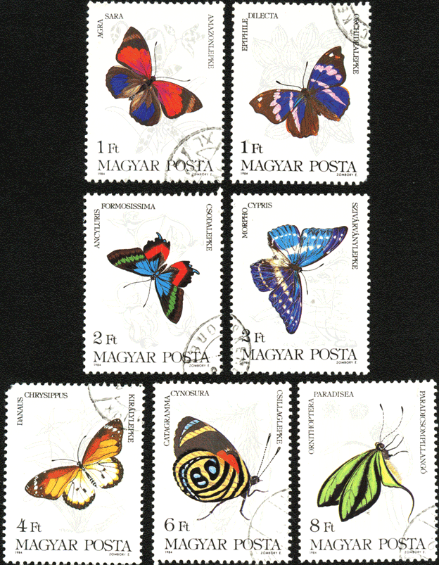 Венгрия почтовые марки бабочки 1984 год