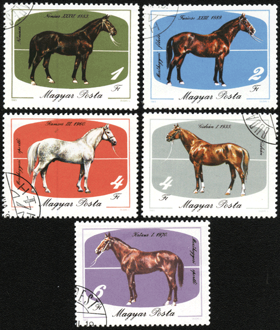 Лошади на почтовых марках Венгрии