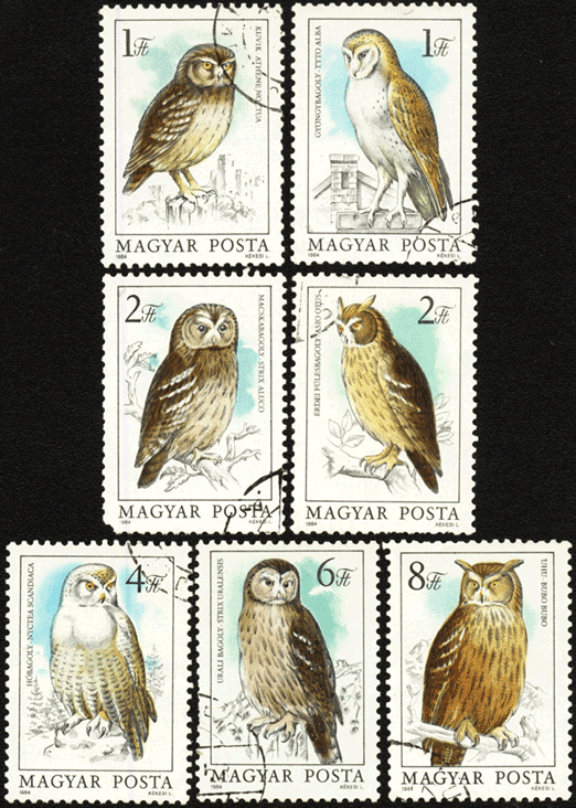 Совы на почтовых марках Венгрии