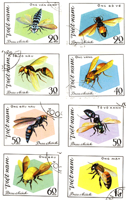 Марки Вьетнам 1982 год пчёлы и осы