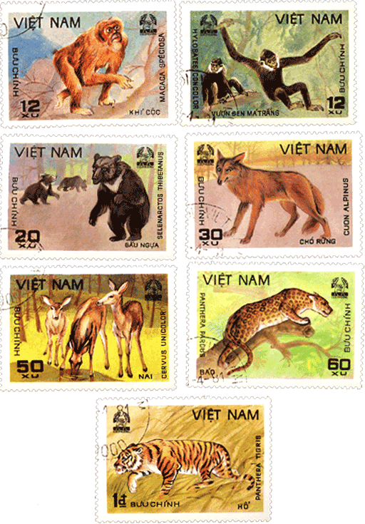 Марки Вьетнам 1981 год дикие животные
